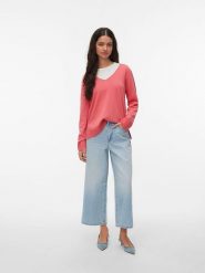 Vero Moda Sweter w kolorze koralowym rozmiar: S. Czerwone swetry Vero Moda, s, bez wzorów, z wiskozy, klasyczne, bez ramiączek. Za 65.69 zł.