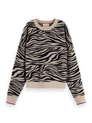 Scotch & Soda Sweter w kolorze beżowo-czarnym rozmiar: XS. Brązowe swetry Scotch & Soda, xs, bez wzorów, z bawełny, bez ramiączek. Za 193.24 zł.