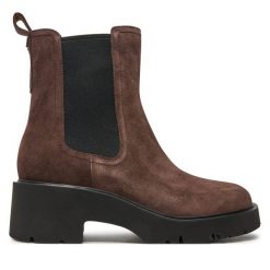 Sztyblety Camper. Brązowe botki Camper, bez wzorów, bez obcasa, na płaskiej podeszwie, bez zapięcia. Za 659.99 zł.