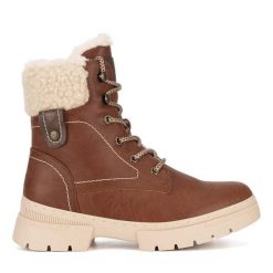 Botki Go Soft. Brązowe botki GO SOFT, bez wzorów, bez obcasa, na płaskiej podeszwie, bez zapięcia. Za 199.99 zł.