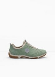 Komfortowe sneakersy marki Rieker z wyściełaną wkładką. Zielone buty sportowe lifestyle bonprix, bez wzorów, sportowe, bez zapięcia. Za 339.99 zł.