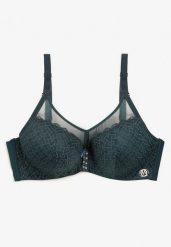 Ciemnozielony Koronkowy Biustonosz Full Cup z Regulowanymi Ramiączkami Zdobiony Cyrkoniami Elleth. Zielone biustonosze Renee, z aplikacjami, z koronki. W wyprzedaży za 35.99 zł.
