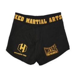 Damskie spodenki bokserskie Metal Boxe Hexagone. Czarne szorty sportowe METAL BOXE, bez wzorów, z materiału, na fitness i siłownię. Za 220.50 zł.
