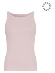 MOSS COPENHAGEN Top dzianinowy w kolorze jasnoróżowym rozmiar: S/M. Różowe topy Moss Copenhagen, m, bez wzorów, z dzianiny, bez kołnierzyka, bez ramiączek. Za 85.95 zł.