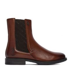 Botki U.S. Polo Assn. Brązowe botki U.S. Polo Assn., bez wzorów, bez obcasa, na płaskiej podeszwie, bez zapięcia. Za 429.99 zł.