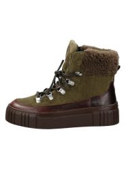 GANT Footwear Skórzane botki "Snowmont" w kolorze oliwkowym rozmiar: 40. Zielone botki GANT Footwear, bez wzorów, ze skóry, eleganckie, bez obcasa, bez zapięcia. Za 456.87 zł.