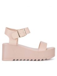 JENNY Sandały WFA1383-1 Beżowy. Brązowe sandały Jenny, bez wzorów, z syntetyku, bez obcasa, na koturnie, bez zapięcia. Za 139.99 zł.