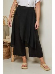 Curvy Lady Lniane spodnie w kolorze czarnym rozmiar: 44/46. Czarne spodnie materiałowe Curvy Lady, bez wzorów, ze lnu, klasyczne, z podwyższonym stanem. Za 172.08 zł.
