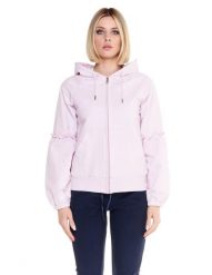 Błyszcząca damska bluza z kapturem zapinana na zamek. Czerwone bluzy z kapturem LEONE 1947 APPAREL, l, bez wzorów, z bawełny, z kapturem, na fitness i siłownię. Za 105.21 zł.