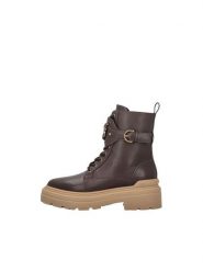 PINKO Trapery MIA 07 SD0147 P001 L56 Brązowy. Brązowe traperki Pinko, bez wzorów, ze skóry, bez obcasa, bez zapięcia. Za 1,549.00 zł.