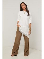 Le Monde du Lin Tunika w kolorze białym rozmiar: 34/36. Białe tuniki Le Monde du Lin, bez wzorów, z bawełny, z asymetrycznym kołnierzem, bez ramiączek. Za 100.99 zł.