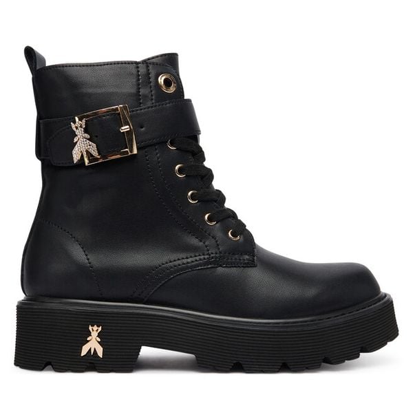 Trzewiki Patrizia Pepe. Czarne botki Patrizia Pepe, bez wzorów, bez obcasa, na płaskiej podeszwie, bez zapięcia. Za 719.99 zł.