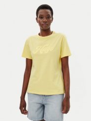HUGO T-Shirt Damacia_4 50539101 Żółty Regular Fit. Żółte t-shirty Hugo, s, bez wzorów, z bawełny, bez kołnierzyka, bez ramiączek. Za 189.99 zł.