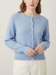 Kardigan z guzikami z domieszką wełny - niebieski. Niebieskie swetry Sinsay, l, bez wzorów, z wełny, bez ramiączek. Za 49.99 zł.