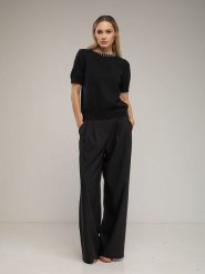 Tantra Spodnie w kolorze czarnym rozmiar: M. Czarne spodnie materiałowe Tantra, bez wzorów, z materiału, z podwyższonym stanem. Za 208.99 zł.