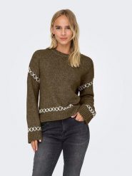 ONLY Sweter w kolorze khaki rozmiar: S. Brązowe swetry ONLY, s, bez wzorów, bez ramiączek. Za 114.44 zł.