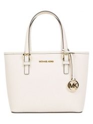 Michael Kors Skórzana torebka w kolorze kremowym - 27,5 x 19 x 10 cm rozmiar: onesize. Brązowe torebki klasyczne Michael Kors, bez wzorów, z materiału, przez ramię, bez dodatków. Za 948.86 zł.