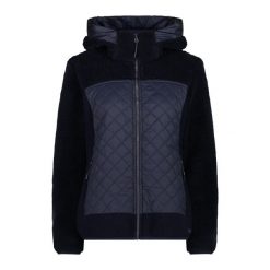 Kurtka z kapturem wooltech damska CMP Teddy Fur effect. Czarne kurtki CMP, bez wzorów, sportowe, z kapturem. Za 622.25 zł.