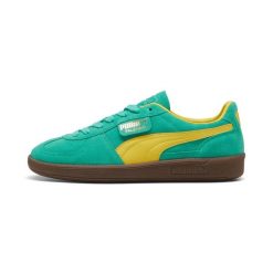 Trenerzy Puma Palermo. Zielone buty sportowe lifestyle Puma, bez wzorów, z zamszu, retro, bez zapięcia. W wyprzedaży za 243.00 zł.