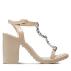 Sandały Melissa. Brązowe sandały Melissa, bez wzorów, bez obcasa, na słupku, bez zapięcia. Za 479.99 zł.