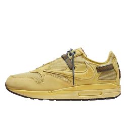 Buty do chodzenia dla dorosłych Air Max 1 Travis Scott Cactus Jack Saturn Gold. Żółte buty treningowe Nike, bez wzorów, z materiału, bez zapięcia, trekkingowe, nike air max. Za 1,388.90 zł.