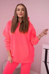 Komplet ocieplany z bluzą z kapturem różowy neon. Czerwone bluzy KESI, l, bez wzorów, z bawełny, bez ramiączek, z kapturem. Za 397.29 zł.