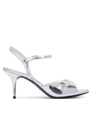 LOVE MOSCHINO Sandały JA16107G0OJE090B Srebrny. Szare sandały Love Moschino, bez wzorów, ze skóry, bez obcasa, na szpilce, bez zapięcia. Za 939.99 zł.