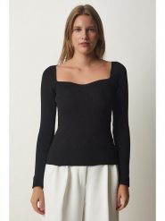 Happiness Istanbul Sweter w kolorze czarnym rozmiar: S/M. Czarne swetry Happiness Istanbul, m, bez wzorów, prążkowane, bez ramiączek. Za 52.99 zł.