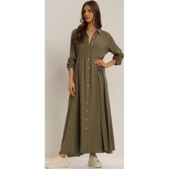 Zielona Sukienka Hillcrest. Zielone sukienki Renee, l, bez wzorów, bez kołnierzyka, bez ramiączek, maxi, koszulowe. W wyprzedaży za 83.99 zł.