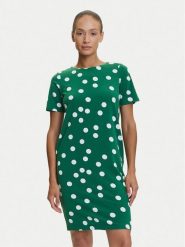 Tatuum Sukienka codzienna Koa T2505.207 Zielony Regular Fit. Zielone sukienki Tatuum, na co dzień, s, bez wzorów, z bawełny, bez kołnierzyka, bez ramiączek, proste. Za 219.99 zł.