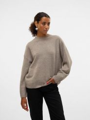 Vero Moda Sweter w kolorze szarobrązowym rozmiar: XS. Brązowe swetry Vero Moda, xs, bez wzorów, z wełny, bez ramiączek. Za 74.11 zł.