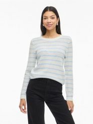 Vila Sweter "Vidalo" w kolorze biało-błękitnym rozmiar: XS. Białe swetry Vila, xs, bez wzorów, z bawełny, bez ramiączek. Za 74.99 zł.