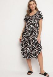 Brązowa Bawełniana Sukienka o Rozkloszowanym Kroju z Dłuższym Tyłem Ronora. Brązowe sukienki Born2be, na co dzień, l, bez wzorów, z bawełny, eleganckie, bez kołnierzyka, bez ramiączek, midi, rozkloszowane. Za 69.99 zł.