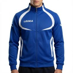 Kurtka Damska Biegowa Tokyo Oddychający Poliester Niebiesko-Biała. Białe kurtki do biegania LEGEA, xl, bez wzorów, z bawełny, bez kaptura, do biegania. Za 64.00 zł.