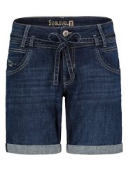 Sublevel Bermudy dżinsowe w kolorze granatowym rozmiar: XS. Niebieskie szorty Sublevel, z aplikacjami, ze skóry, klasyczne. Za 74.99 zł.