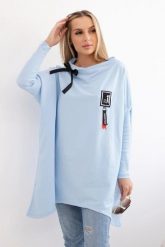 Bluza oversize z asymetrycznymi bokami błękitna. Niebieskie bluzy KESI, l, bez wzorów, z bawełny, bez kaptura. Za 209.11 zł.