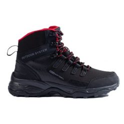 Wygodne buty trekkingowe damskie z wysoką cholewką DK czarne. Czarne buty trekkingowe z materiału, przed kolano, bez zapięcia. Za 227.37 zł.