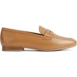 Geox mokasyny skórzane NEW MARLINA damskie kolor brązowy. Brązowe mokasyny Geox, bez wzorów, z materiału. Za 519.99 zł.