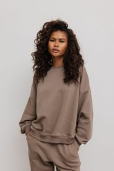 Bluza damska o kroju regular fit w kolorze GRAY TAUPE- PHENIX-UNI. Szare bluzy Marsala, uniwersalny, bez wzorów, z bawełny, bez ramiączek, bez kaptura. Za 279.90 zł.