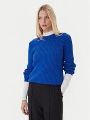 Tommy Hilfiger Sweter Fine WW0WW44993 Niebieski Regular Fit. Niebieskie swetry Tommy Hilfiger, xxs, bez wzorów, z bawełny, bez ramiączek. Za 559.99 zł.