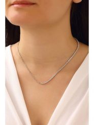 Miu Silver Srebrny naszyjnik z cyrkoniami - dł. 42 cm rozmiar: onesize. Szare naszyjniki Miu Silver, z materiału, z cyrkonią, srebrne. Za 130.99 zł.