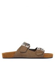 Tory Burch Klapki Mellow Slide 171151 Brązowy. Brązowe klapki Tory Burch, bez wzorów, ze skóry, bez obcasa, bez zapięcia. Za 1,524.00 zł.