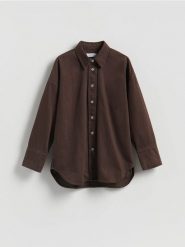 Jeansowa koszula - dark grey jeans. Szare koszule Reserved, l, bez wzorów, z bawełny, bez kołnierzyka, bez ramiączek. Za 159.99 zł.
