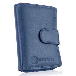 Portfel skórzany BETLEWSKI niebieski BPD-SS-19 BLUE. Niebieskie portfele Betlewski, bez wzorów, ze skóry. Za 139.99 zł.