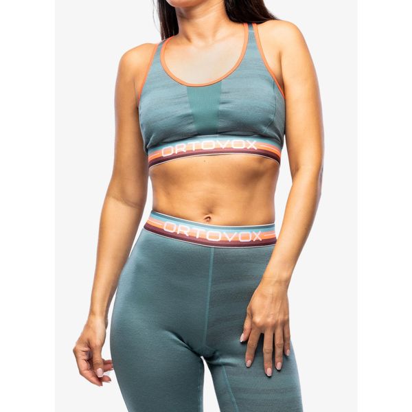 Sportowy stanik Ortovox 185 Rock N Wool Sport Top. Zielone biustonosze sportowe ORTOVOX, bez wzorów. Za 219.99 zł.
