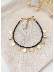 Atelier MIU Pozłacana bransoletka z elementami ozdobnymi rozmiar: onesize. Czarne bransoletki atelier MIU, z perłą, pozłacane. Za 43.68 zł.