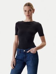 Guess Body O6RM10 KCDE0 Czarny Slim Fit. Czarne body i gorsety Guess, z aplikacjami, z syntetyku, bez ramiączek. Za 269.99 zł.