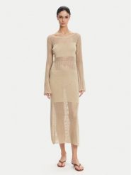 Fracomina Sukienka dzianinowa FS25SD5004K514O7 Beżowy Slim Fit. Brązowe sukienki Fracomina, l, bez wzorów, z dzianiny, bez kołnierzyka, bez ramiączek. Za 309.99 zł.