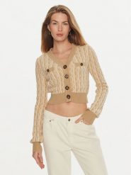 Guess Kardigan Tiffany W4BR0F Z3K40 Beżowy Regular Fit. Brązowe swetry Guess, xxl, z aplikacjami, z wiskozy, bez ramiączek. Za 229.99 zł.