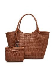 Emporio Armani Torebka EW001009 AF14309 U6164 Brązowy. Brązowe shopper bag Emporio Armani, bez wzorów, ze skóry, bez dodatków. Za 1,239.00 zł.